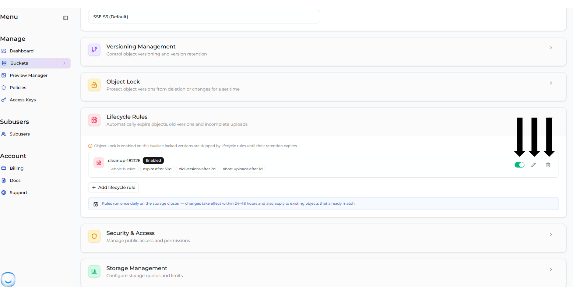 Manage Lifecycle Rules