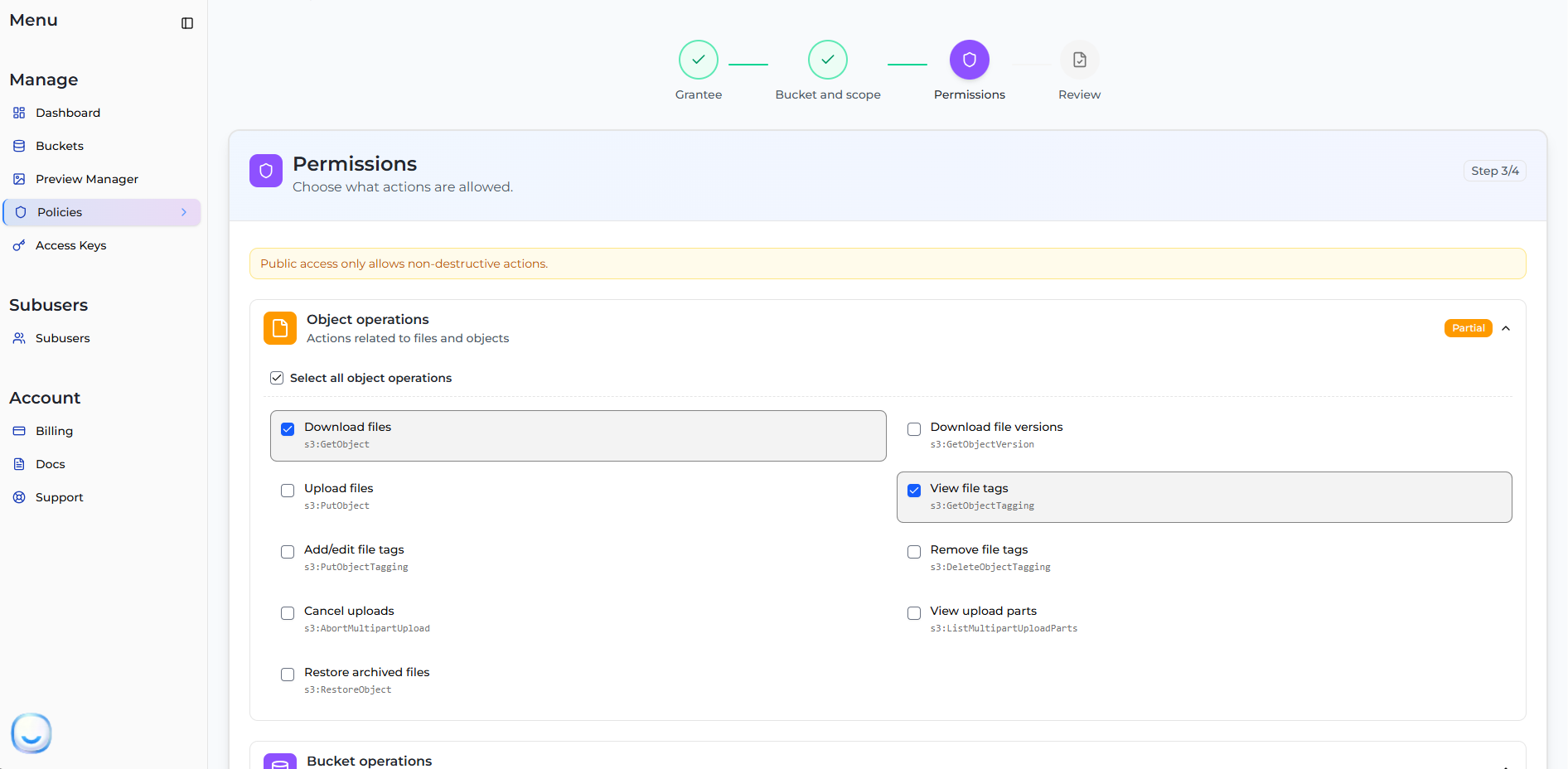 Select Permissions