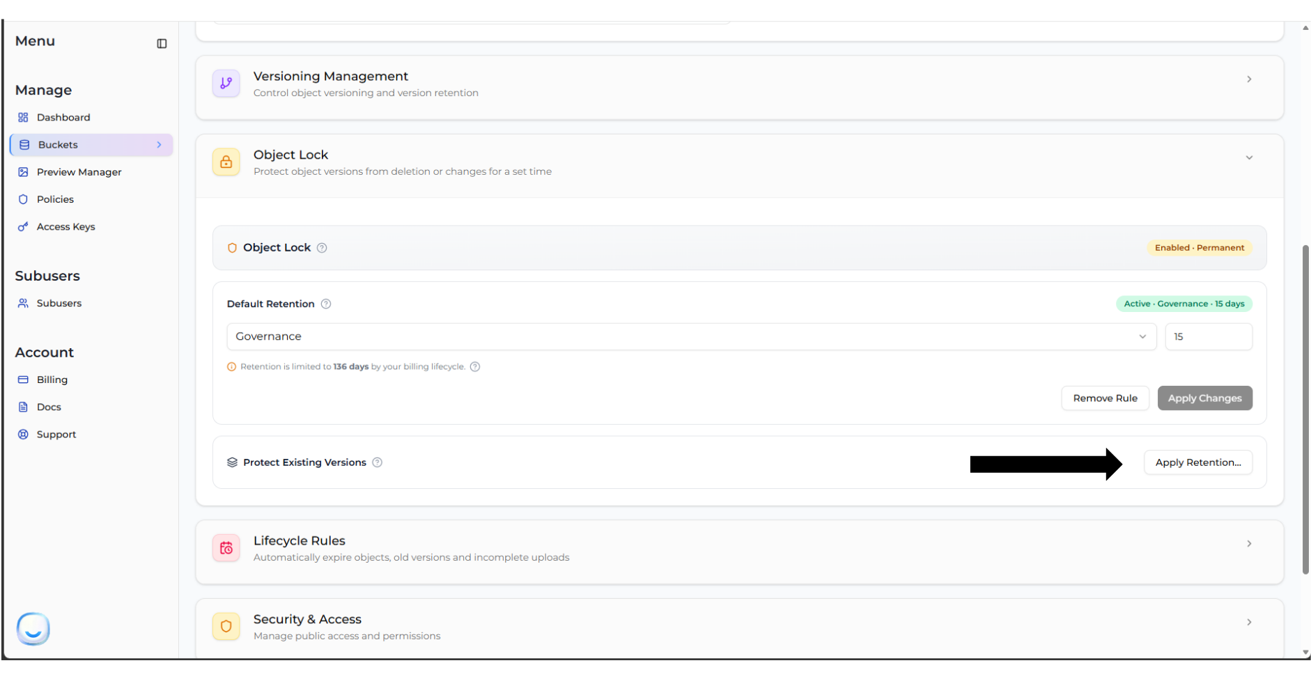 Bulk Retention from Settings