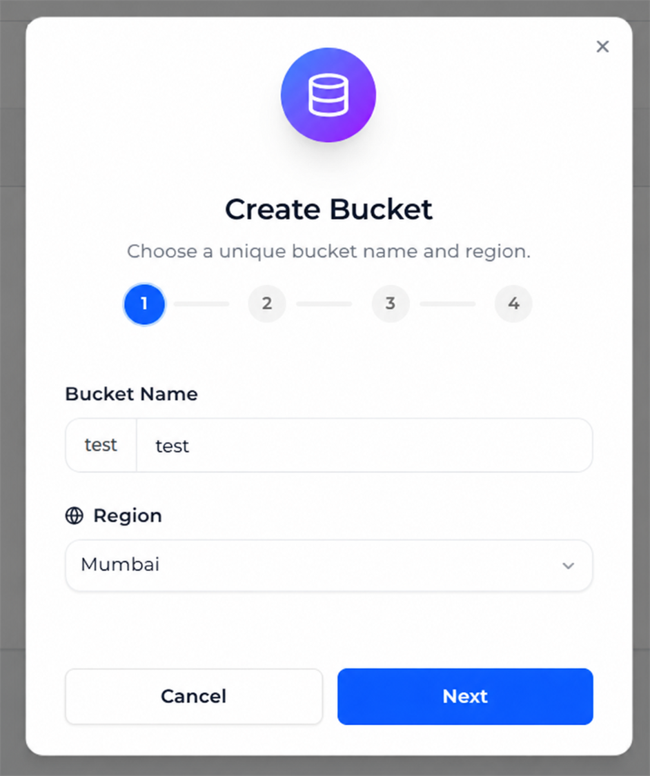 Create Bucket - Mumbai Region