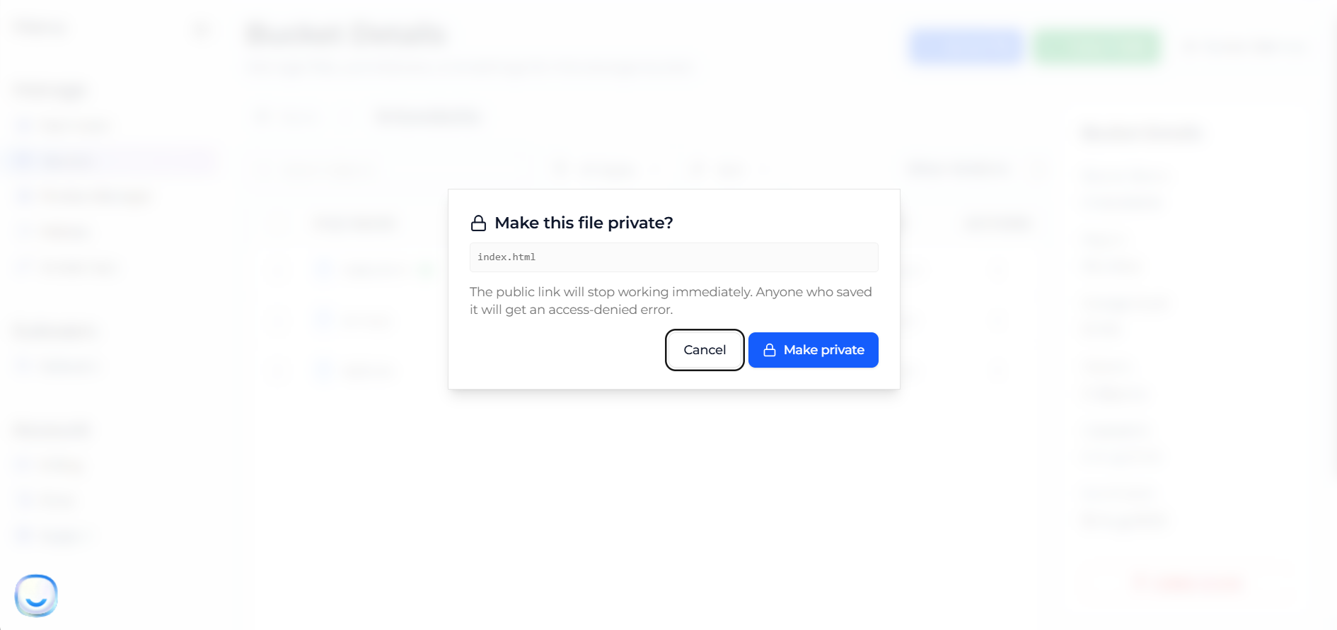 Make this file private confirmation