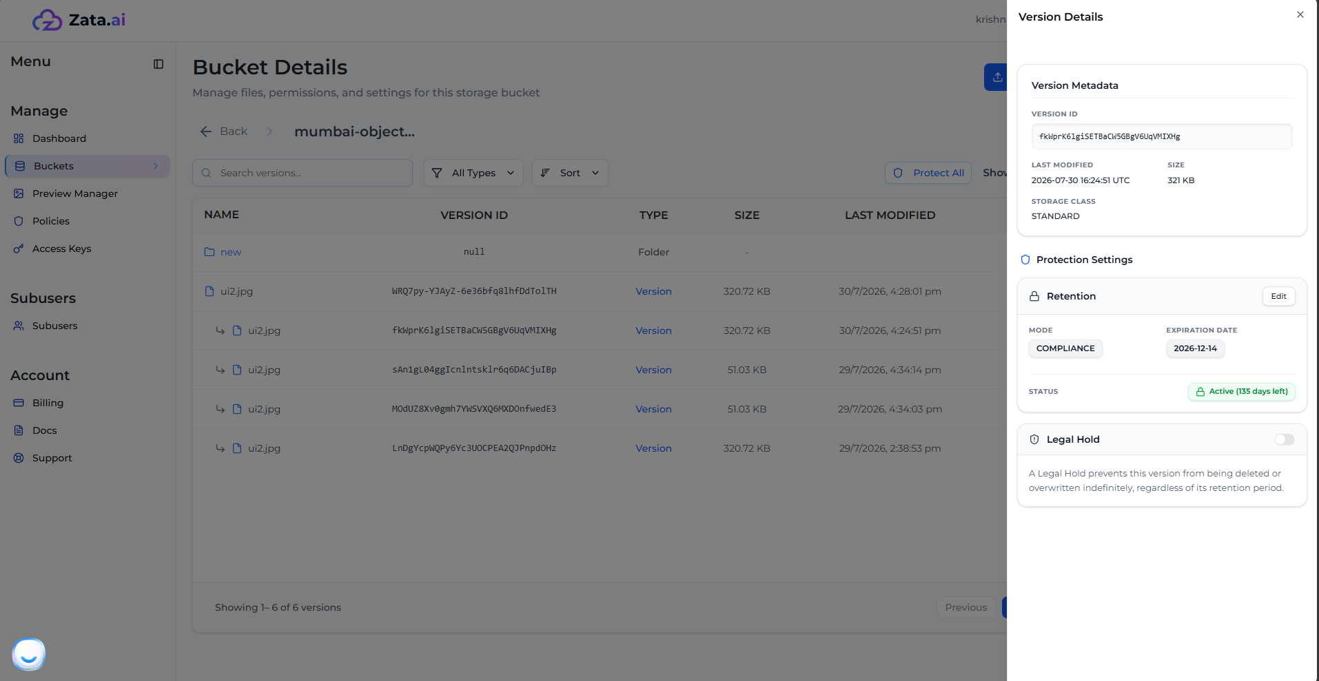 Compliance Version Details