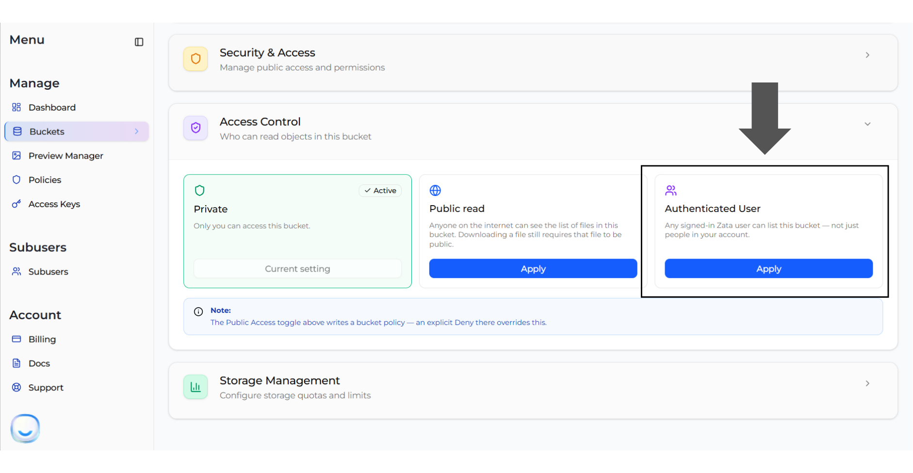 Apply on the Authenticated User card