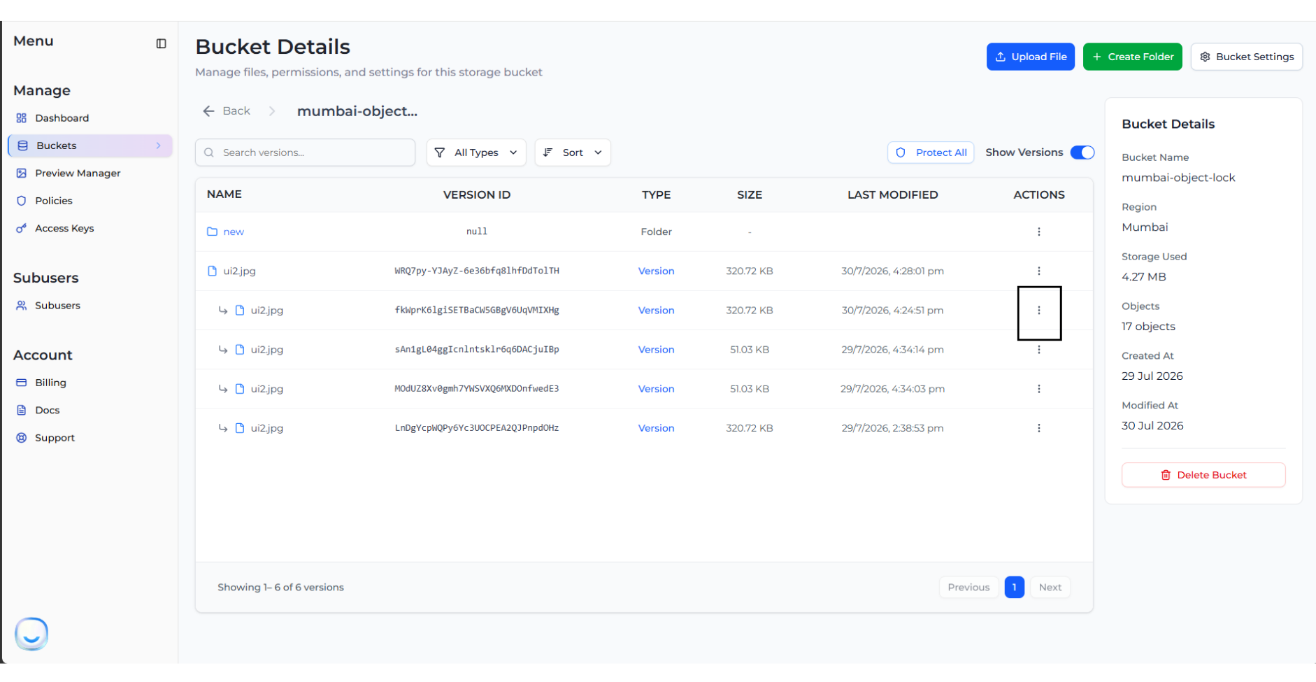 View Object Versions