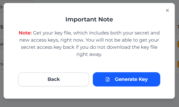 Important Note - Generate Key